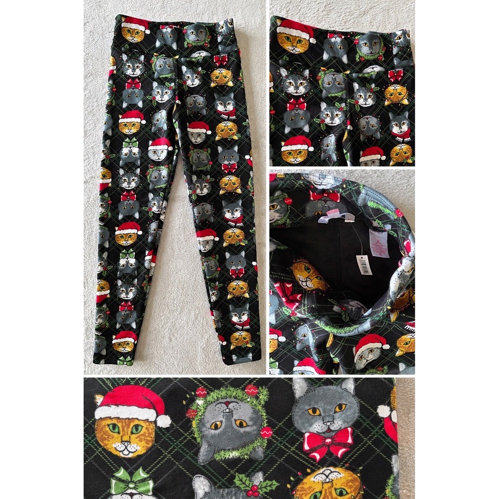 No Boundaries Christmas Cat High Rise Leggings Juniors Medium 7-9 NWT Holiday